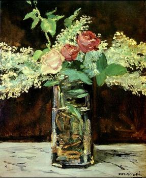 愛德華 馬奈 Stilleben, Flieder und Rosen 愛德華 馬奈 Stilleben, Flieder und Rosen